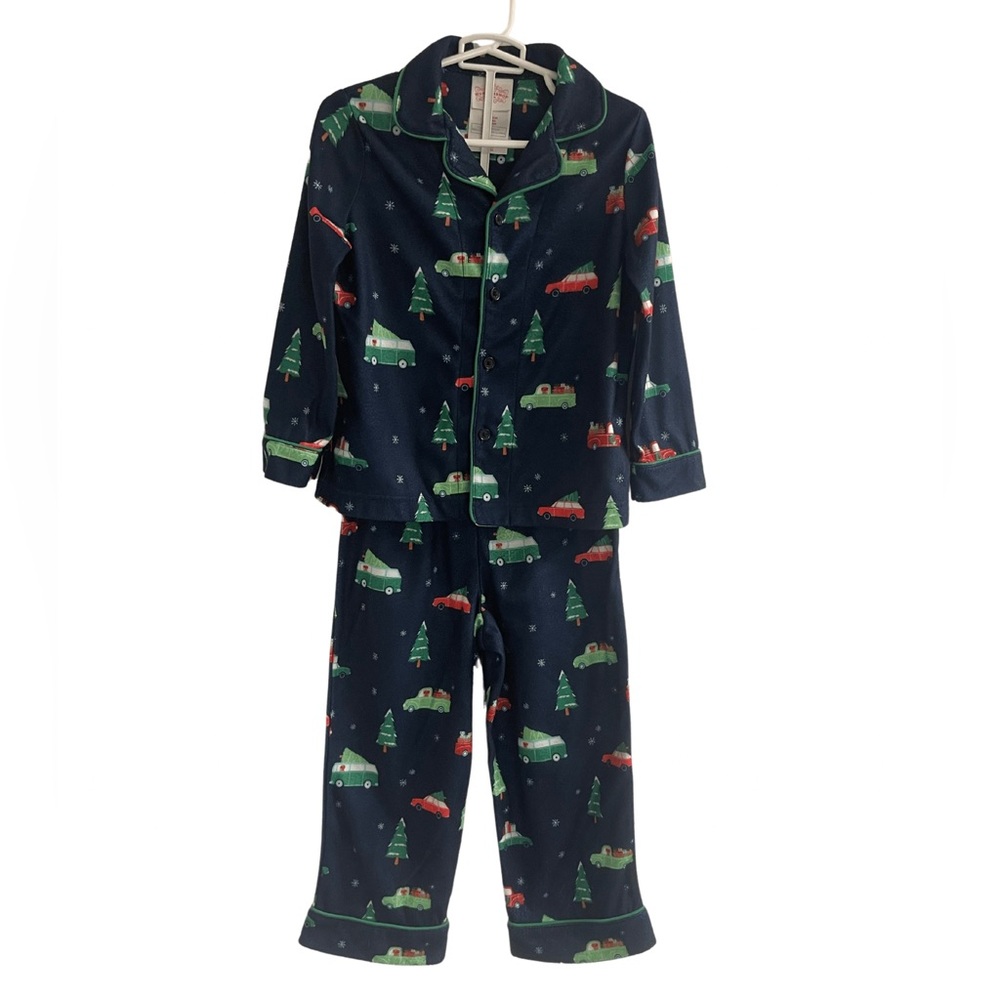 Kid Holiday Wonder Shop Pajamas. Dog, Truck, Car, Tree Size: 3T Color: Navy Blue